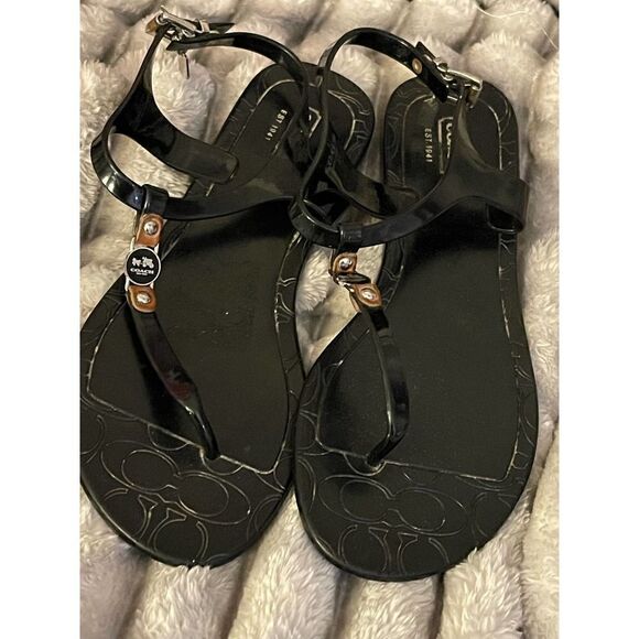 Sz 8 coach piccadilly black jelly sandals/shoes - Picture 4 of 7